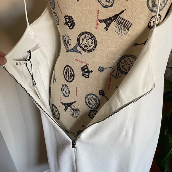 NWT -  Alice + Olivia Adrina Cowl-Neck Spaghetti-Strap High-Low Midi Dress - Picture 11 of 15